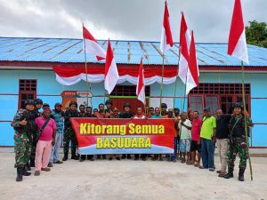 Semarak HUT RI Ke -78 Satgas Pamtas RI – PNG Yonif RK 111/KB bersama Masyarakat Boven Digoel Papua Selatan Tancap dan Kibarkan Bendera Merah Putih*