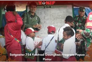 Program Unggulan KASAD Jenderal Maruli Simanjuntak MSc, Papua Pintar digaungkan oleh Yonif Raider 754 Kostrad, “Satgaster754