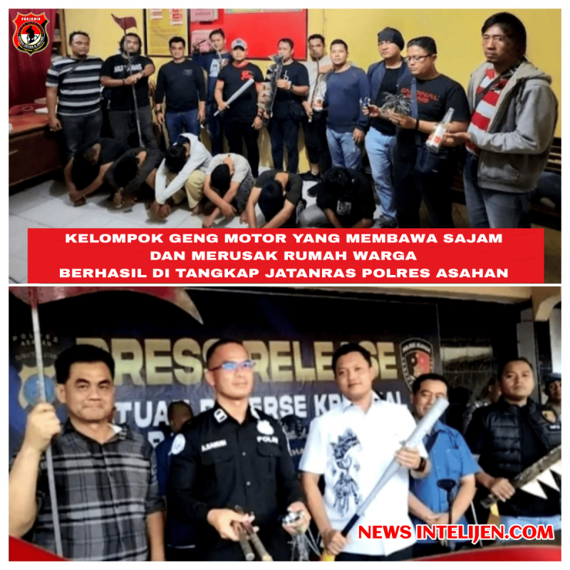 JATANRAS POLRES ASAHAN TANGKAP KELOMPOK GENG MOTOR YANG MEMBAWA SAJAM DAN MERUSAK RUMAH WARGA