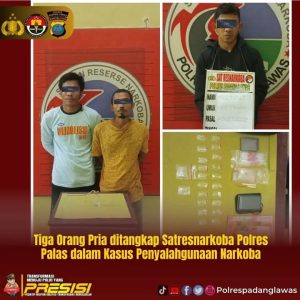 Tiga Orang Pria ditangkap Satresnarkoba Polres Palas dalam Kasus Penyalahgunaan Narkoba