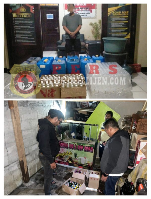 Razia Miras, Polres Purwakarta Sita Ribuan Botol dan 4 Jerigen Ciu