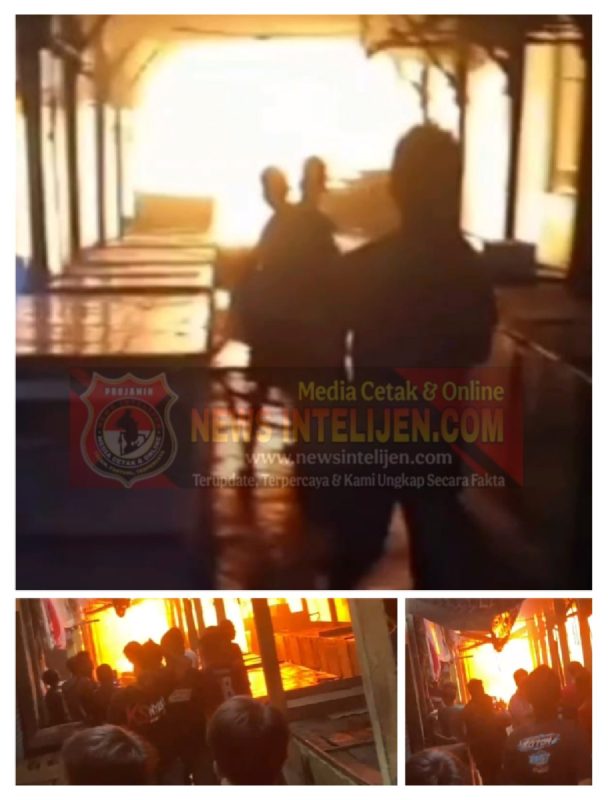 Detik – detik Kepanikan Ratusan Pedagang Pasar Mojoduwur Berlarian Saat Diamuk si Jago Merah.