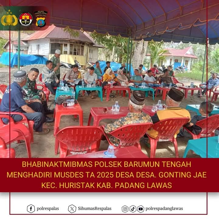 Bhabinkamtibmas polsek barumun tengah hadiri musdes desa Gonting jae TA 2025