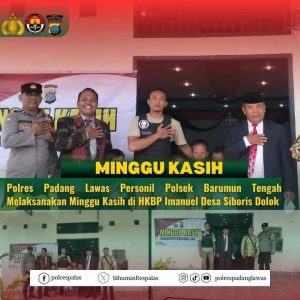 Personel polsek barteng laksanakan pengamanan minggu kasih di HKBP imanuel desa siboris dolok