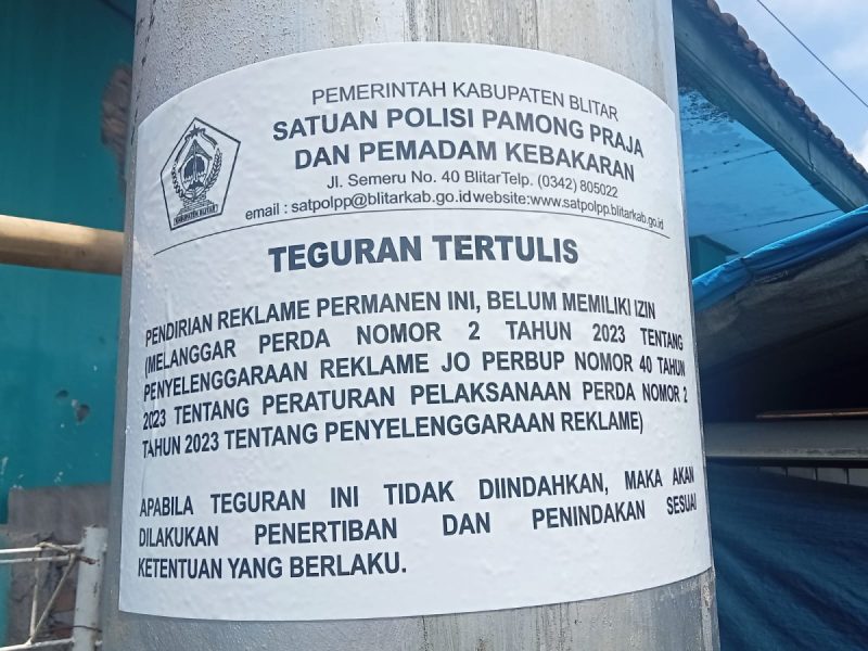 Tindak Tegas! Tim Gabungan OPD Blitar Ultimatum Pemilik Reklame Bodong