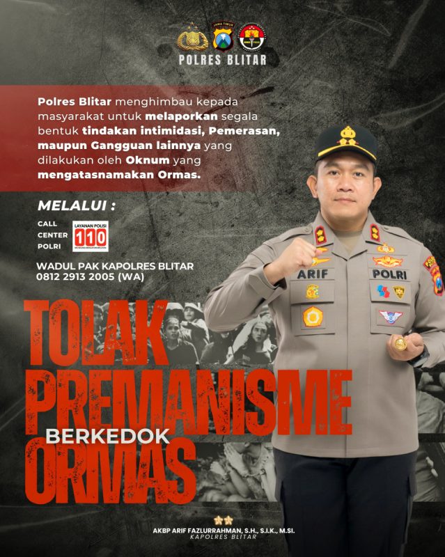 Polres Blitar Bentuk Satgas Anti-Premanisme Jaga Kondusifitas Wilayah dan Dunia Usaha